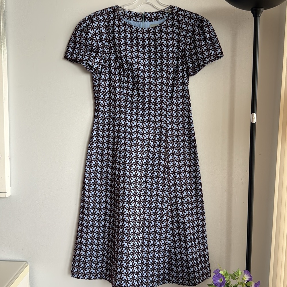Silvia Tcherassi Azura Floral-Embroidered Dress Blue/Brown Size M